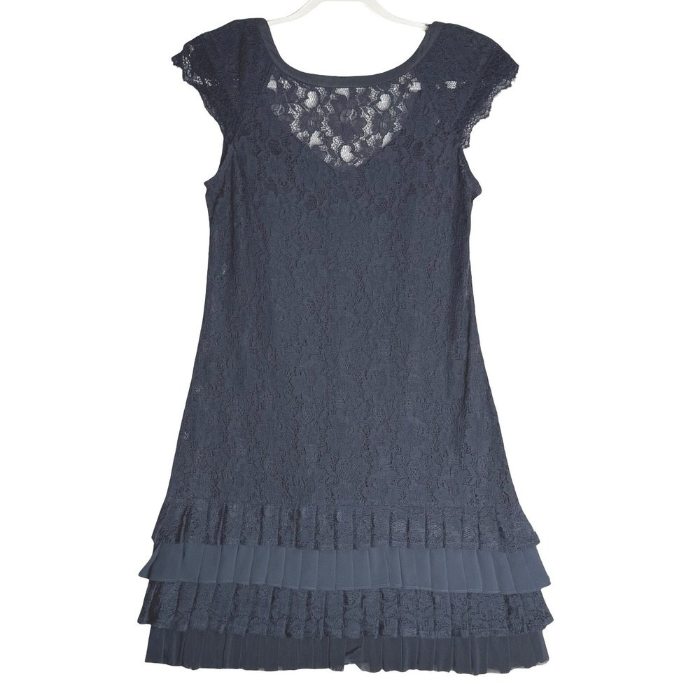 Jessica Simpson JS3A4462 Lace Tiered‎ Ruffle Navy Blue Dress 4
